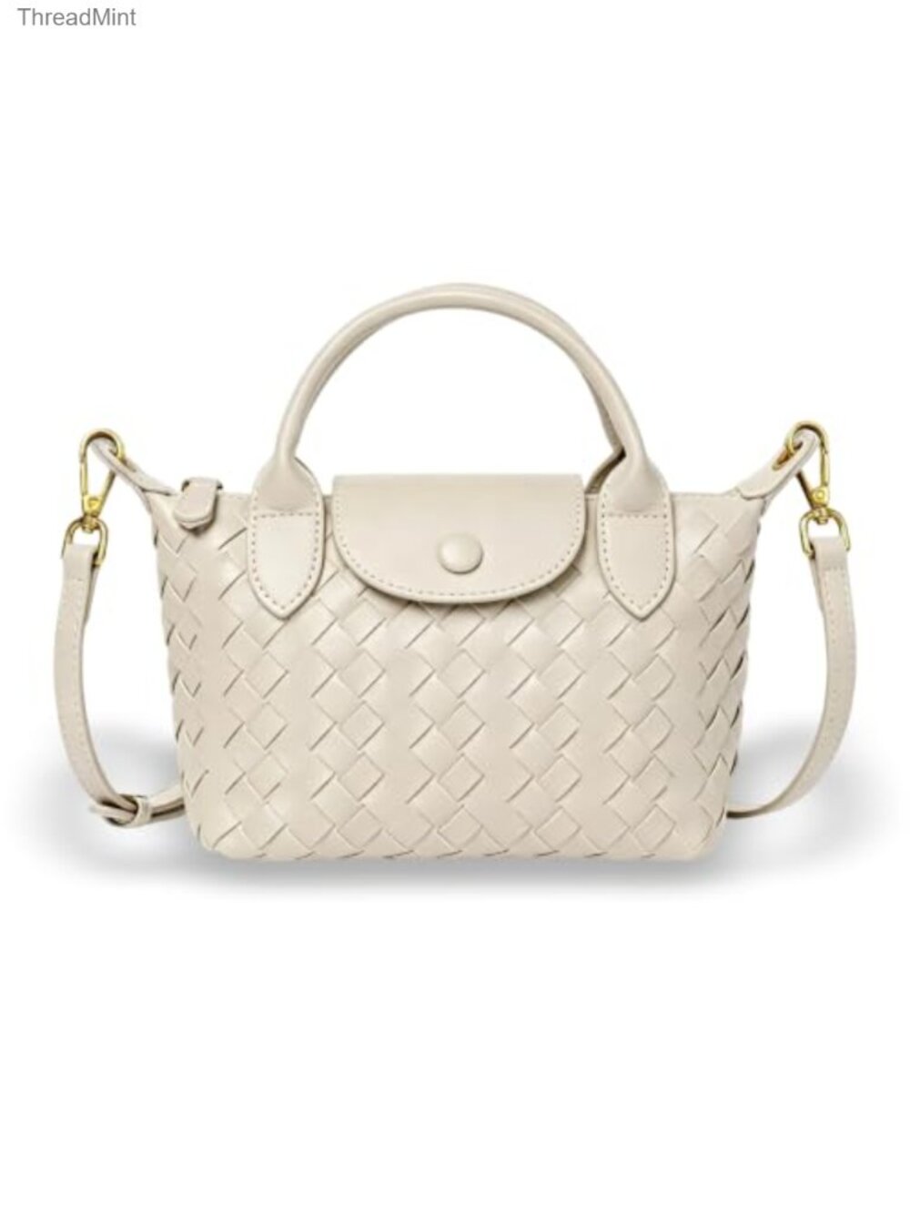 Woven Crossbody Bag Cute Small Vegan Leather Purse Travel Satchel Adjustable